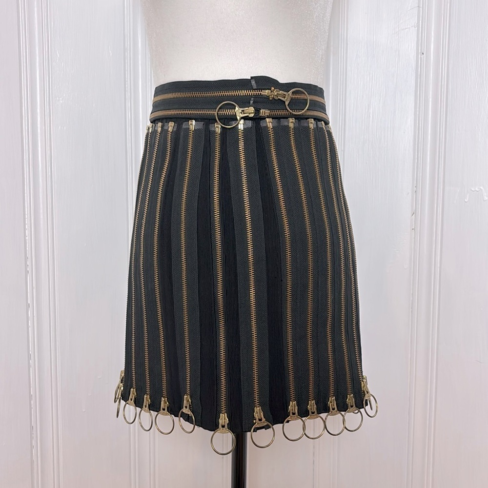 Unique Black and Gold Zipper Skirt
